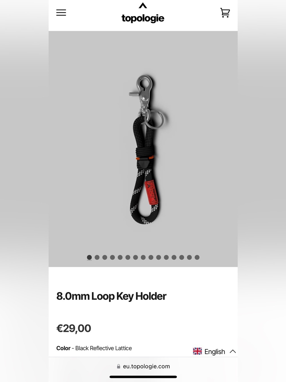 8.0mm Loop Key Holder-Black Reflective Lattice